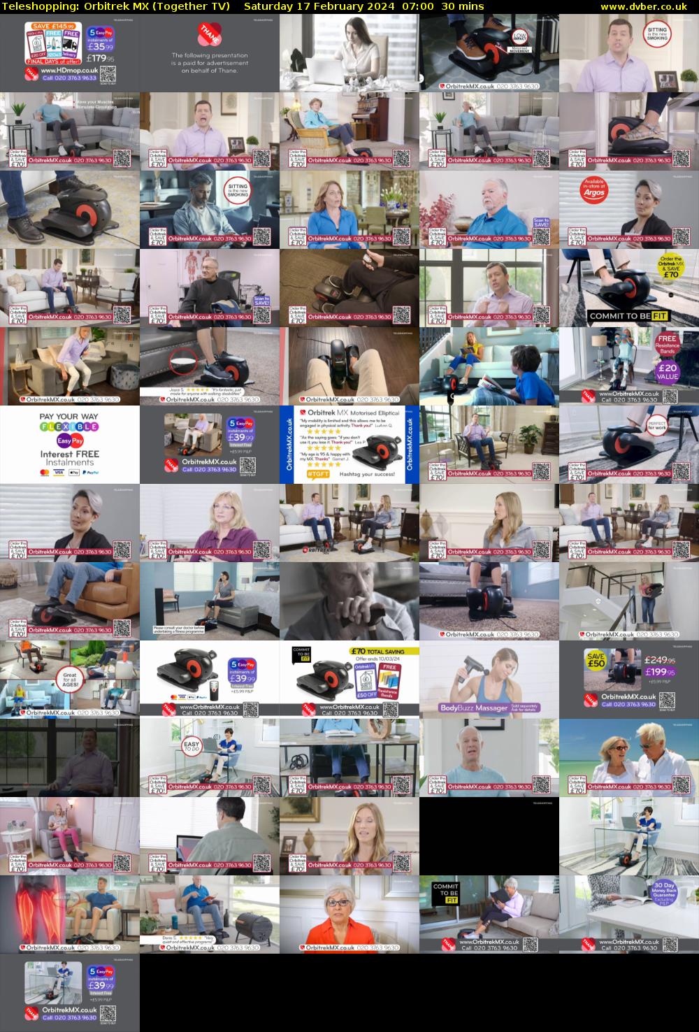 Teleshopping: Orbitrek MX (Together TV) Saturday 17 February 2024 07:00 - 07:30