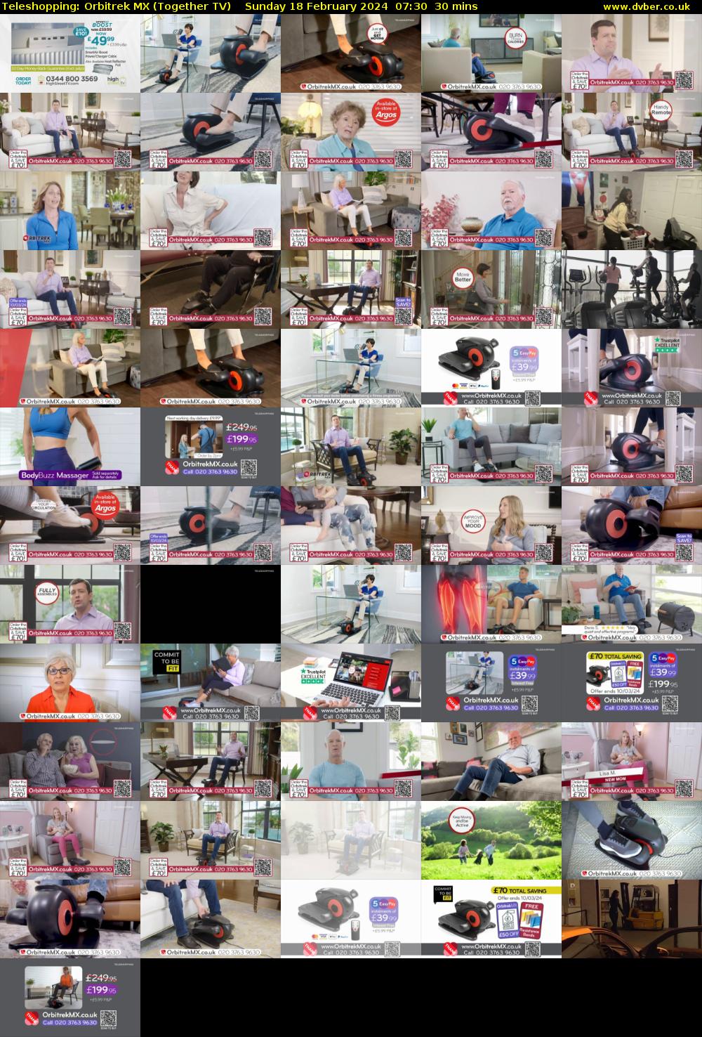 Teleshopping: Orbitrek MX (Together TV) Sunday 18 February 2024 07:30 - 08:00