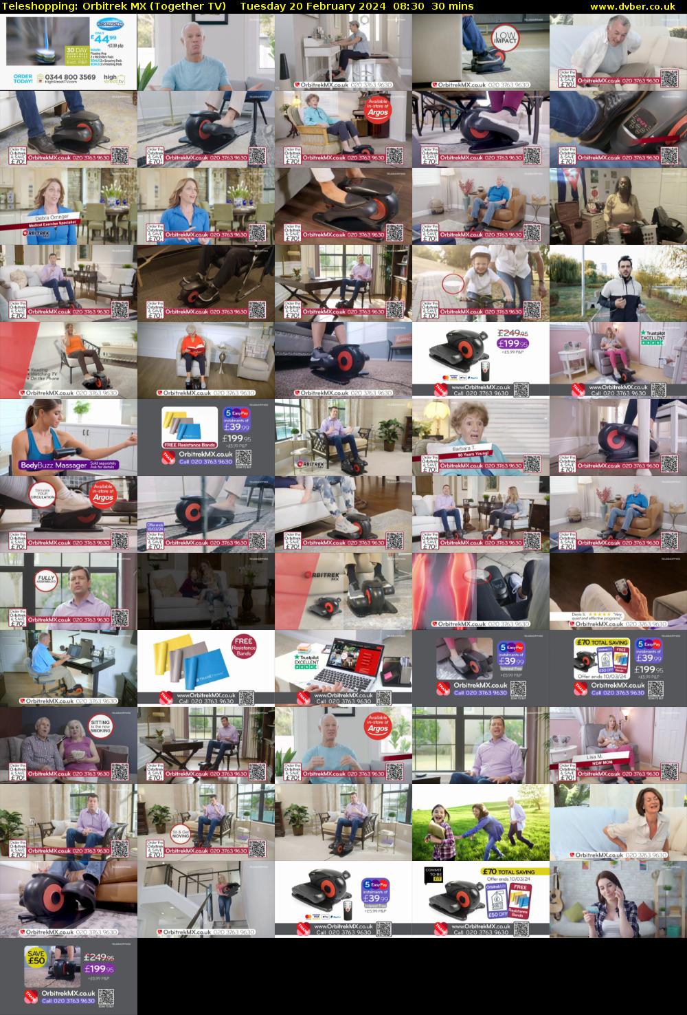 Teleshopping: Orbitrek MX (Together TV) Tuesday 20 February 2024 08:30 - 09:00