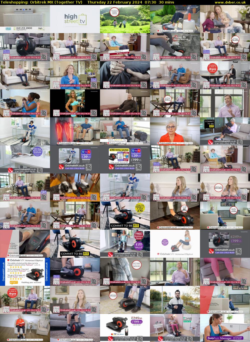 Teleshopping: Orbitrek MX (Together TV) Thursday 22 February 2024 07:30 - 08:00