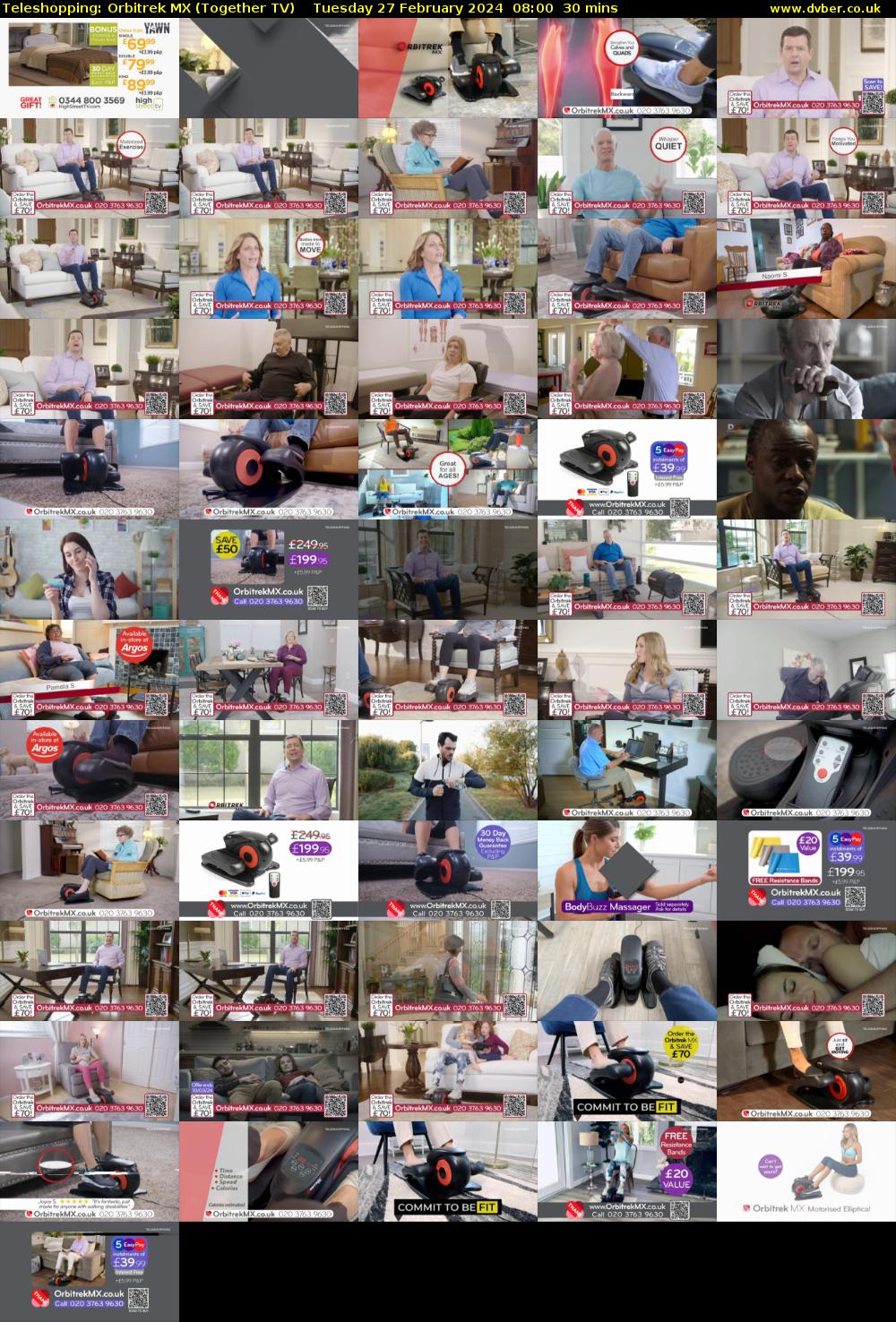 Teleshopping: Orbitrek MX (Together TV) Tuesday 27 February 2024 08:00 - 08:30