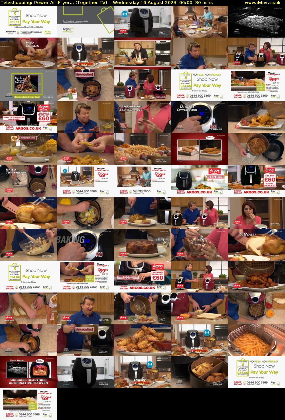 Teleshopping: Power Air Fryer... (Together TV) Wednesday 16 August 2023 06:00 - 06:30