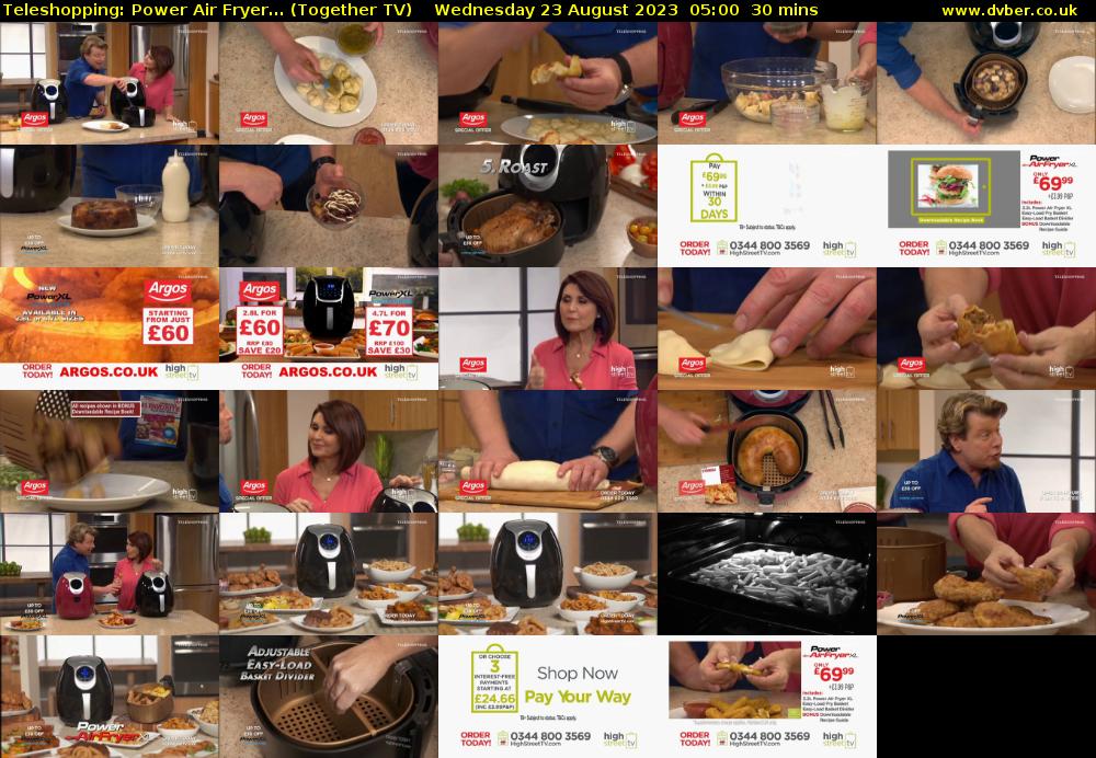 Teleshopping: Power Air Fryer... (Together TV) Wednesday 23 August 2023 05:00 - 05:30