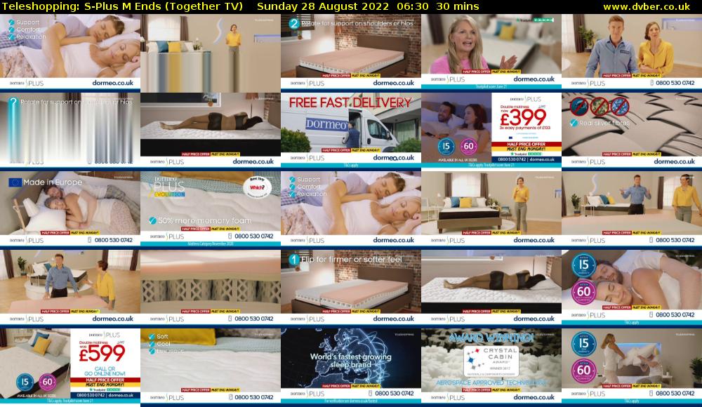 Teleshopping: S-Plus M Ends (Together TV) Sunday 28 August 2022 06:30 - 07:00