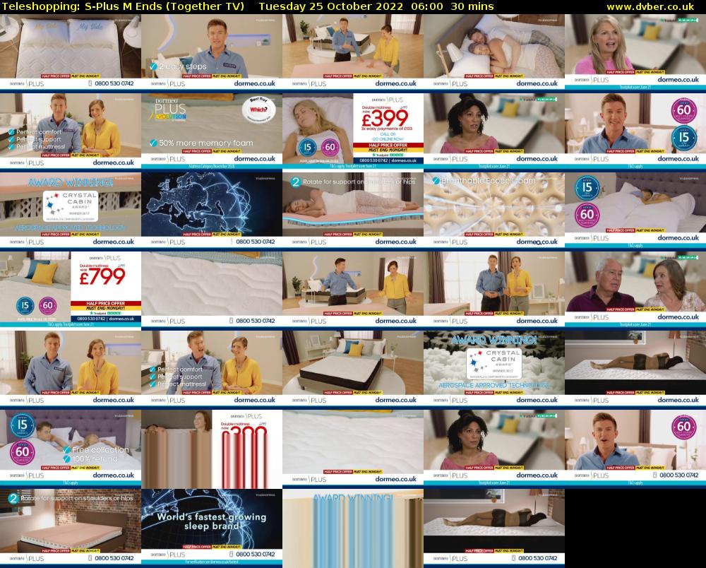 Teleshopping: S-Plus M Ends (Together TV) Tuesday 25 October 2022 06:00 - 06:30