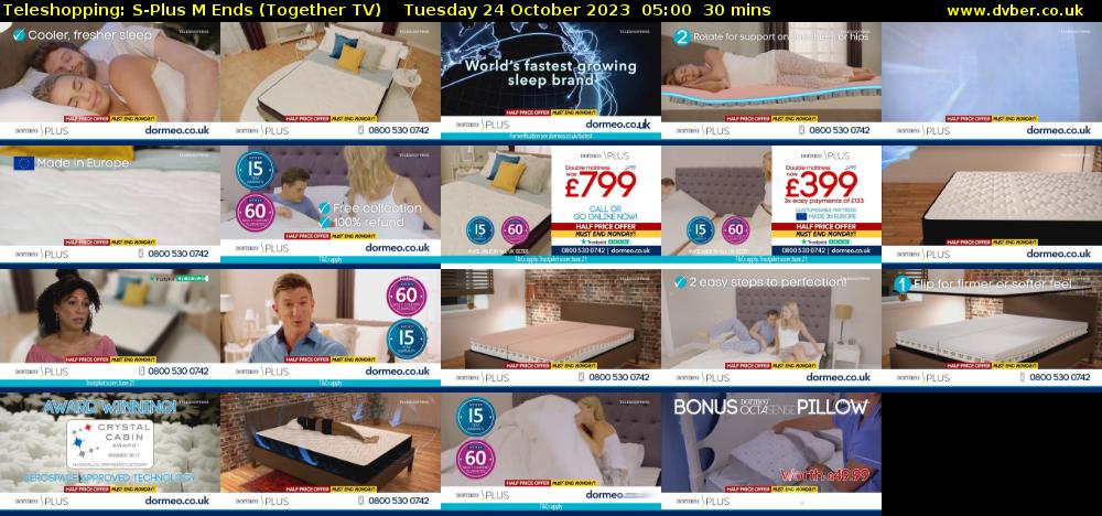 Teleshopping: S-Plus M Ends (Together TV) Tuesday 24 October 2023 05:00 - 05:30