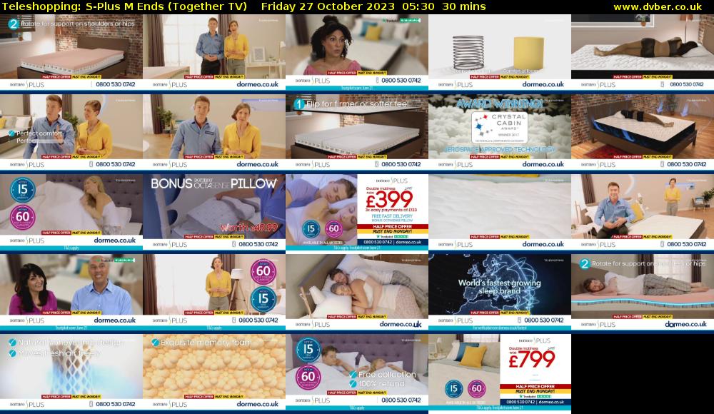 Teleshopping: S-Plus M Ends (Together TV) Friday 27 October 2023 05:30 - 06:00