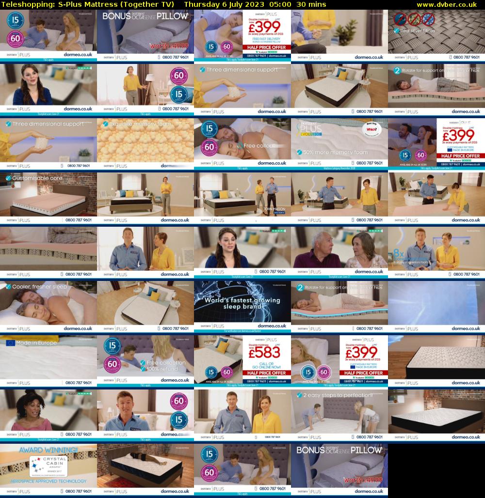 Teleshopping: S-Plus Mattress (Together TV) Thursday 6 July 2023 05:00 - 05:30
