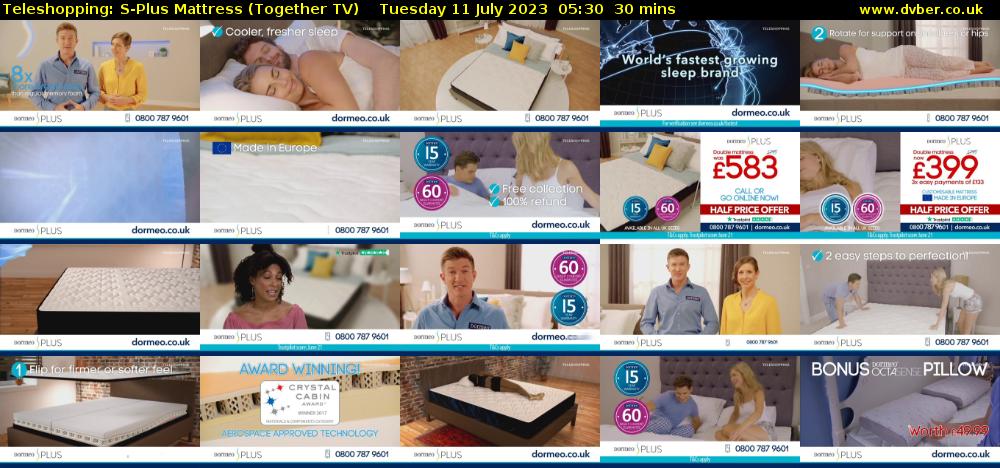 Teleshopping: S-Plus Mattress (Together TV) Tuesday 11 July 2023 05:30 - 06:00