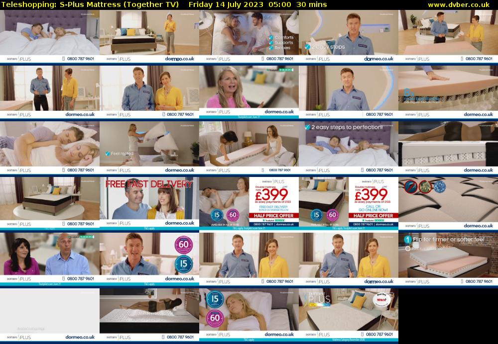 Teleshopping: S-Plus Mattress (Together TV) Friday 14 July 2023 05:00 - 05:30