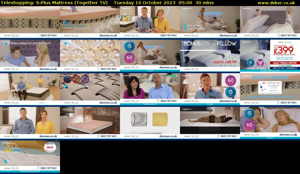 Teleshopping: S-Plus Mattress (Together TV) Tuesday 10 October 2023 05:00 - 05:30