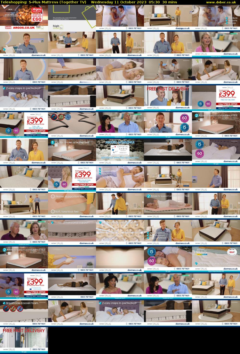 Teleshopping: S-Plus Mattress (Together TV) Wednesday 11 October 2023 05:30 - 06:00