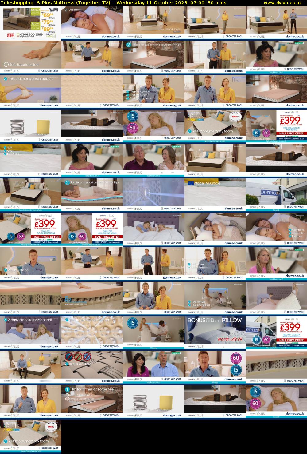 Teleshopping: S-Plus Mattress (Together TV) Wednesday 11 October 2023 07:00 - 07:30
