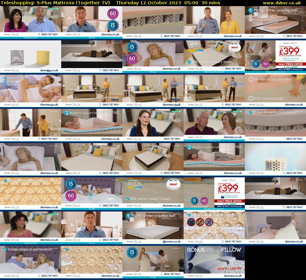 Teleshopping: S-Plus Mattress (Together TV) Thursday 12 October 2023 05:00 - 05:30