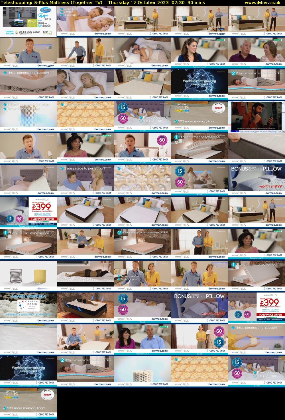 Teleshopping: S-Plus Mattress (Together TV) Thursday 12 October 2023 07:30 - 08:00