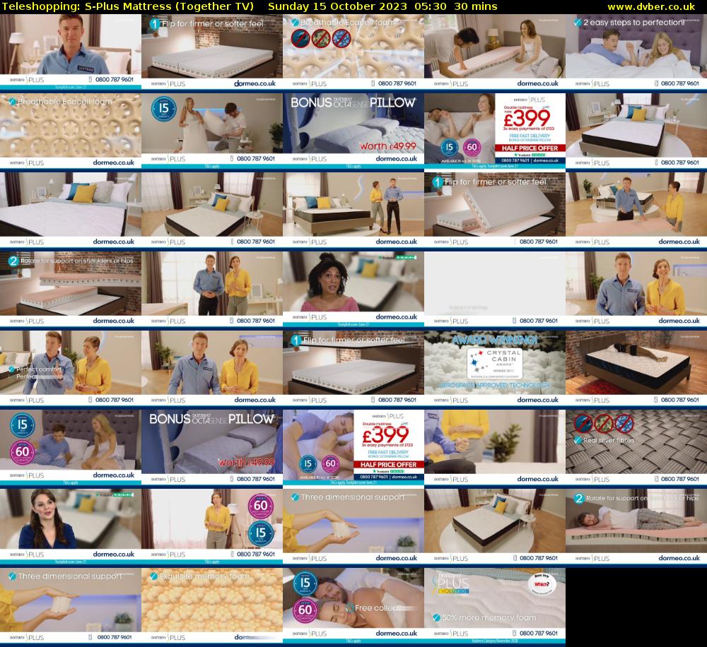 Teleshopping: S-Plus Mattress (Together TV) Sunday 15 October 2023 05:30 - 06:00