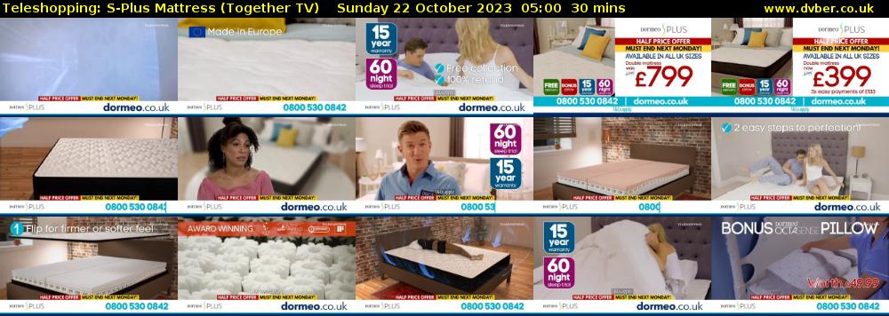Teleshopping: S-Plus Mattress (Together TV) Sunday 22 October 2023 05:00 - 05:30