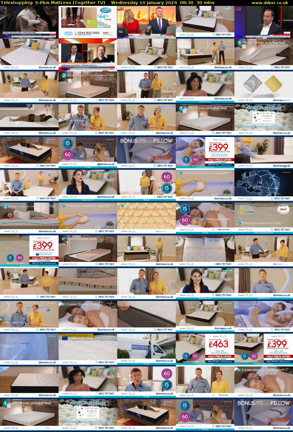 Teleshopping: S-Plus Mattress (Together TV) Wednesday 10 January 2024 08:30 - 09:00