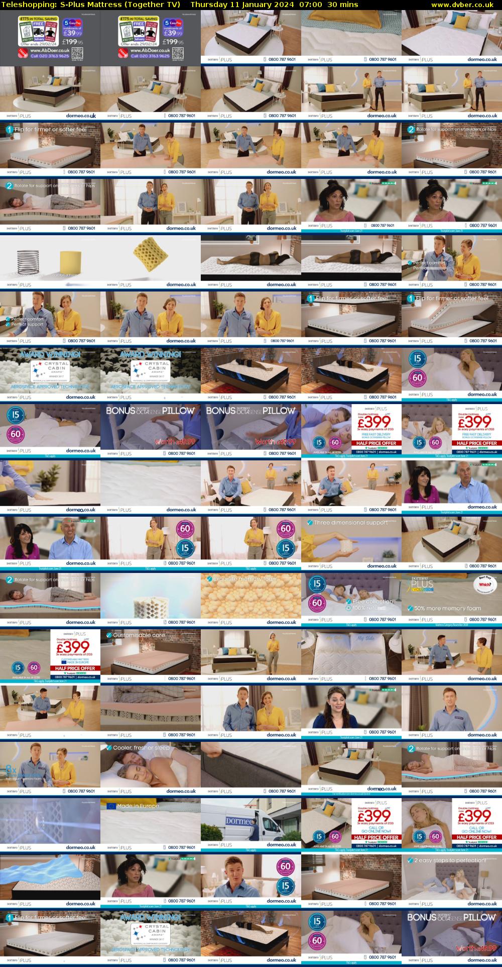 Teleshopping: S-Plus Mattress (Together TV) Thursday 11 January 2024 07:00 - 07:30