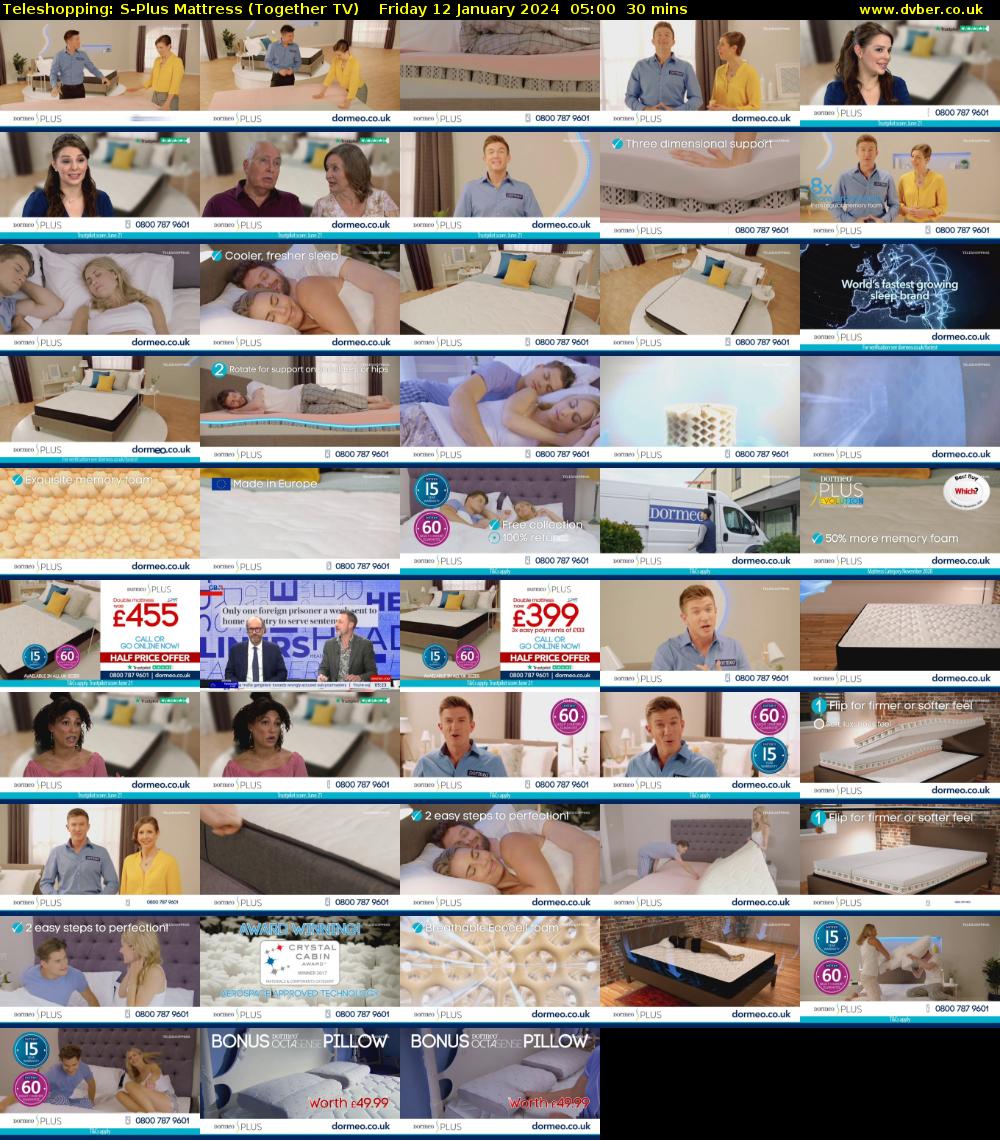 Teleshopping: S-Plus Mattress (Together TV) Friday 12 January 2024 05:00 - 05:30