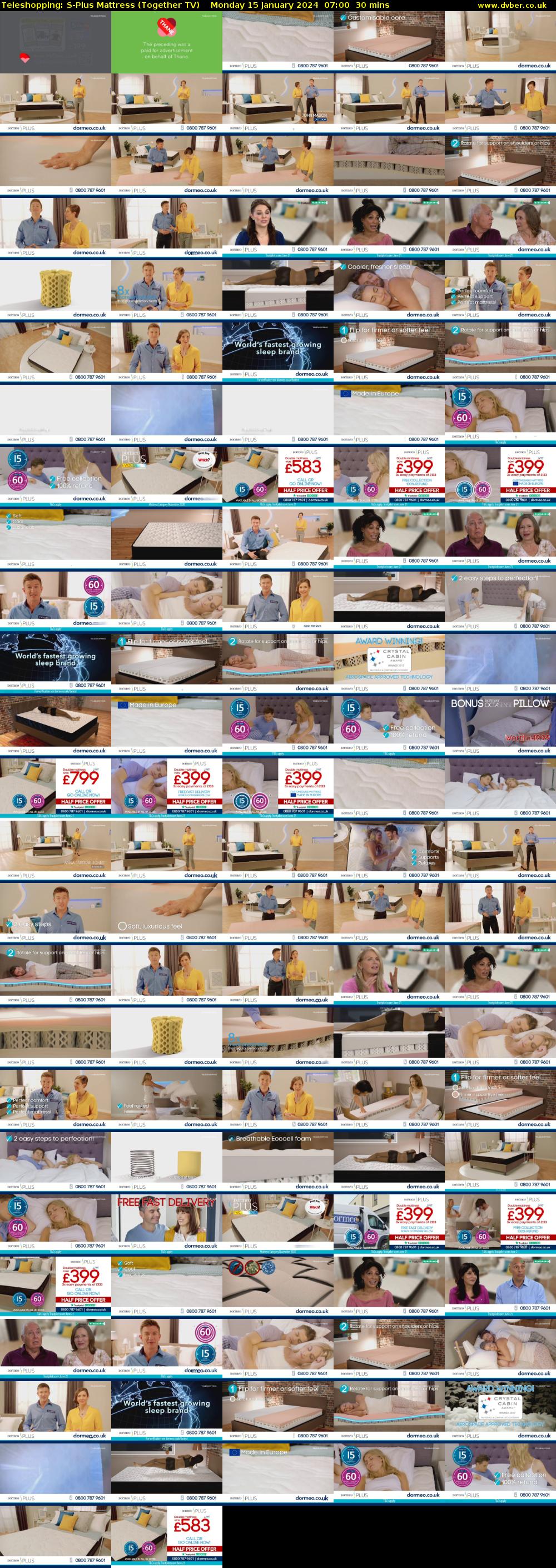 Teleshopping: S-Plus Mattress (Together TV) Monday 15 January 2024 07:00 - 07:30