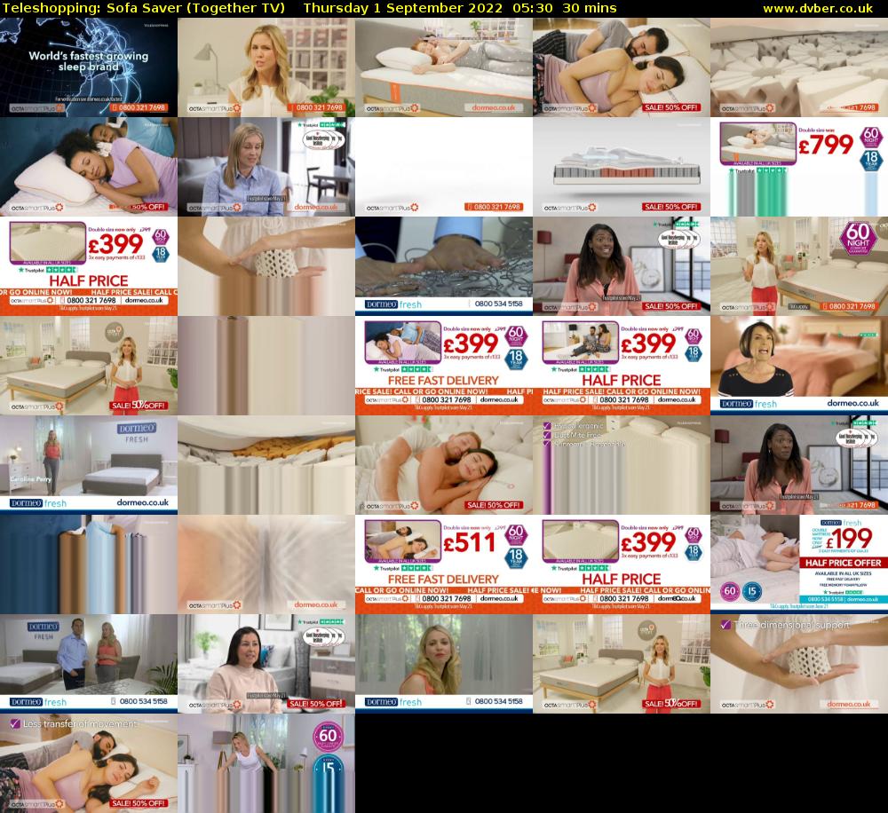 Teleshopping: Sofa Saver (Together TV) Thursday 1 September 2022 05:30 - 06:00
