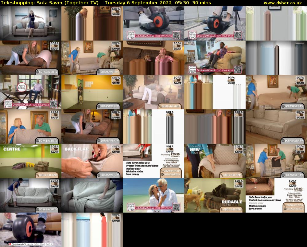 Teleshopping: Sofa Saver (Together TV) Tuesday 6 September 2022 05:30 - 06:00