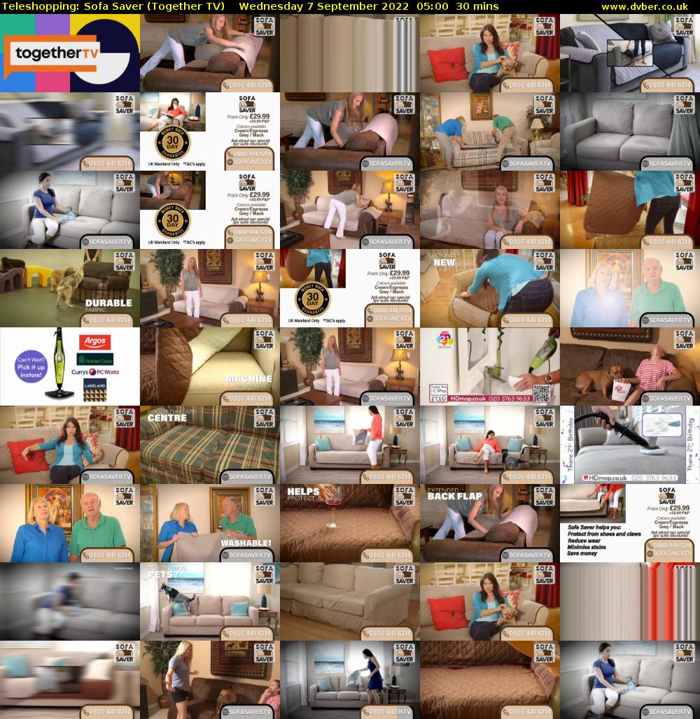 Teleshopping: Sofa Saver (Together TV) Wednesday 7 September 2022 05:00 - 05:30