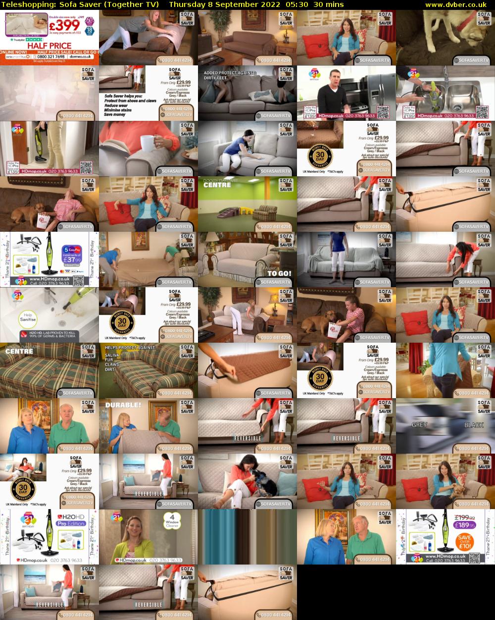 Teleshopping: Sofa Saver (Together TV) Thursday 8 September 2022 05:30 - 06:00