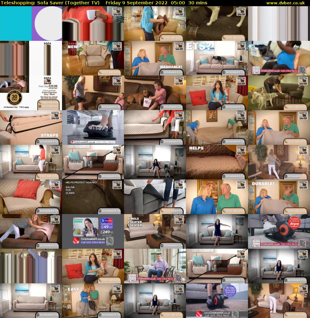 Teleshopping: Sofa Saver (Together TV) Friday 9 September 2022 05:00 - 05:30