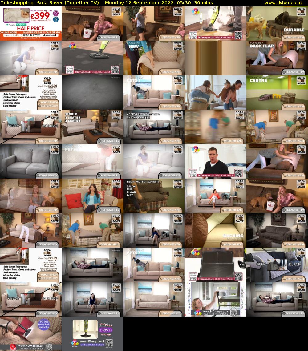 Teleshopping: Sofa Saver (Together TV) Monday 12 September 2022 05:30 - 06:00