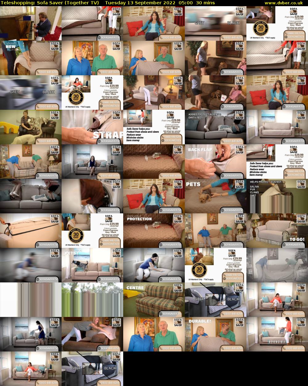 Teleshopping: Sofa Saver (Together TV) Tuesday 13 September 2022 05:00 - 05:30