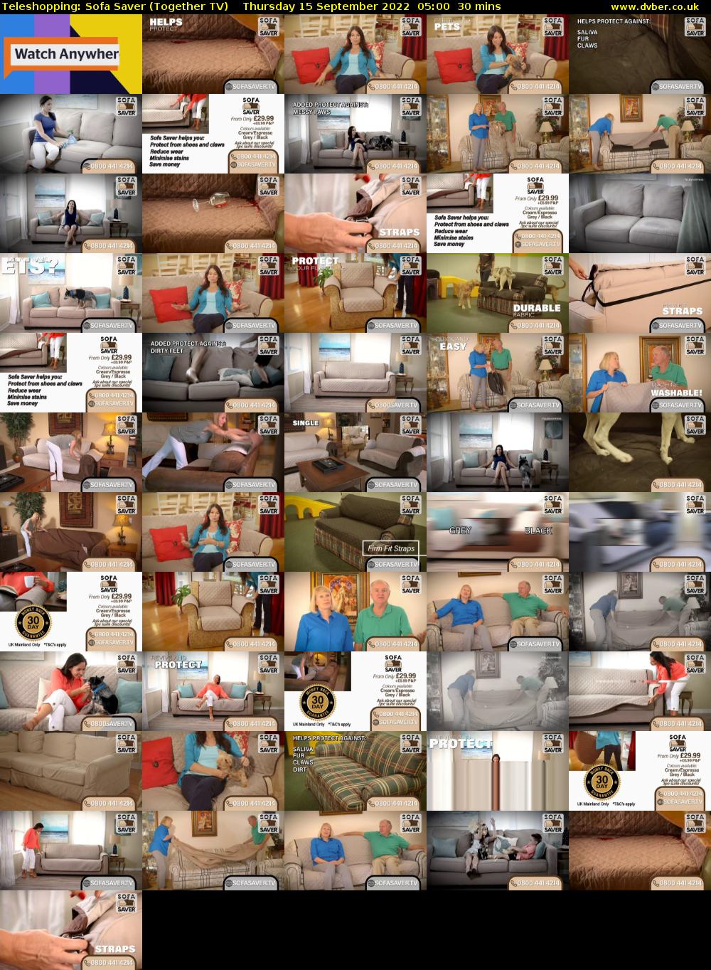 Teleshopping: Sofa Saver (Together TV) Thursday 15 September 2022 05:00 - 05:30
