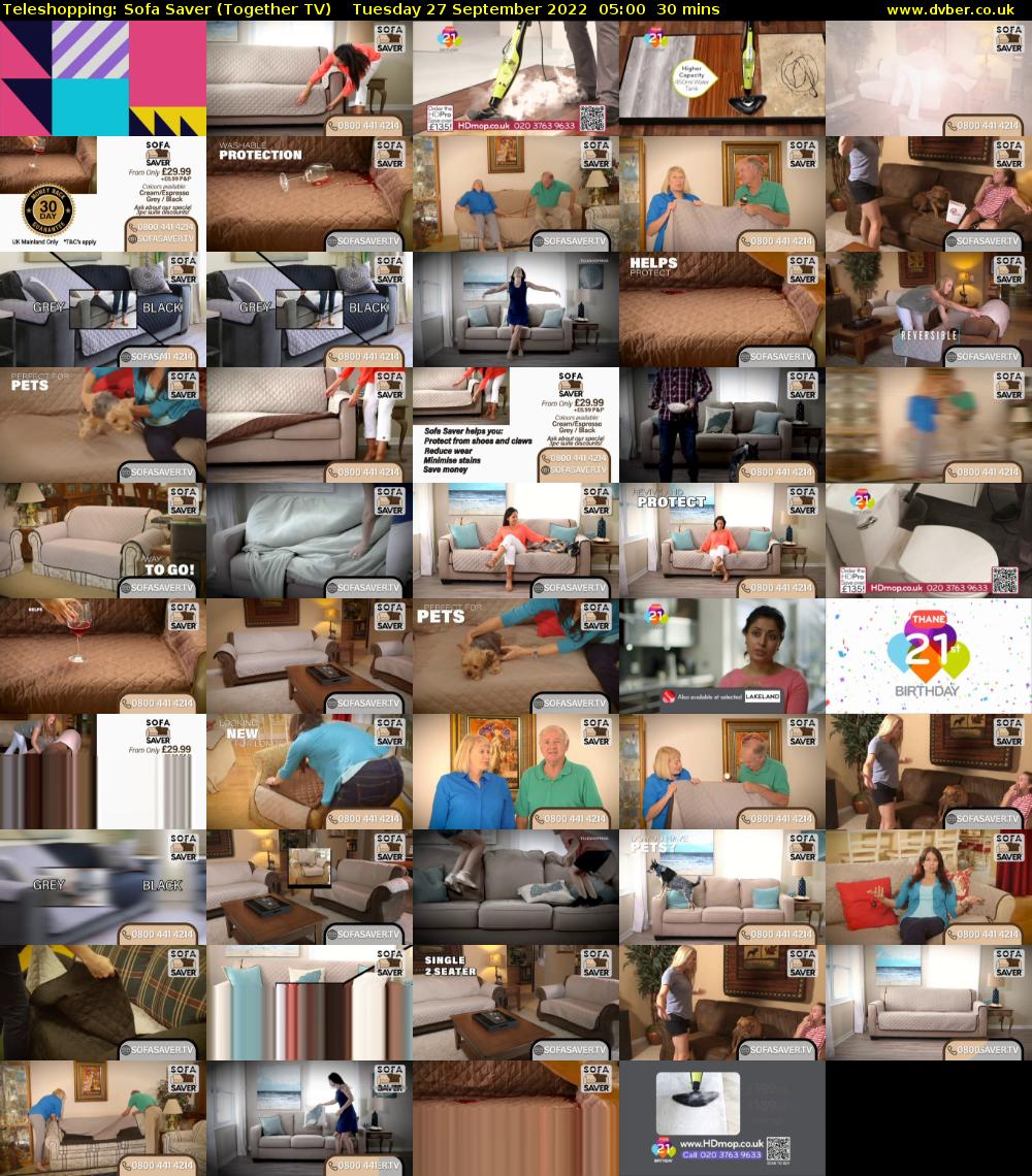 Teleshopping: Sofa Saver (Together TV) Tuesday 27 September 2022 05:00 - 05:30