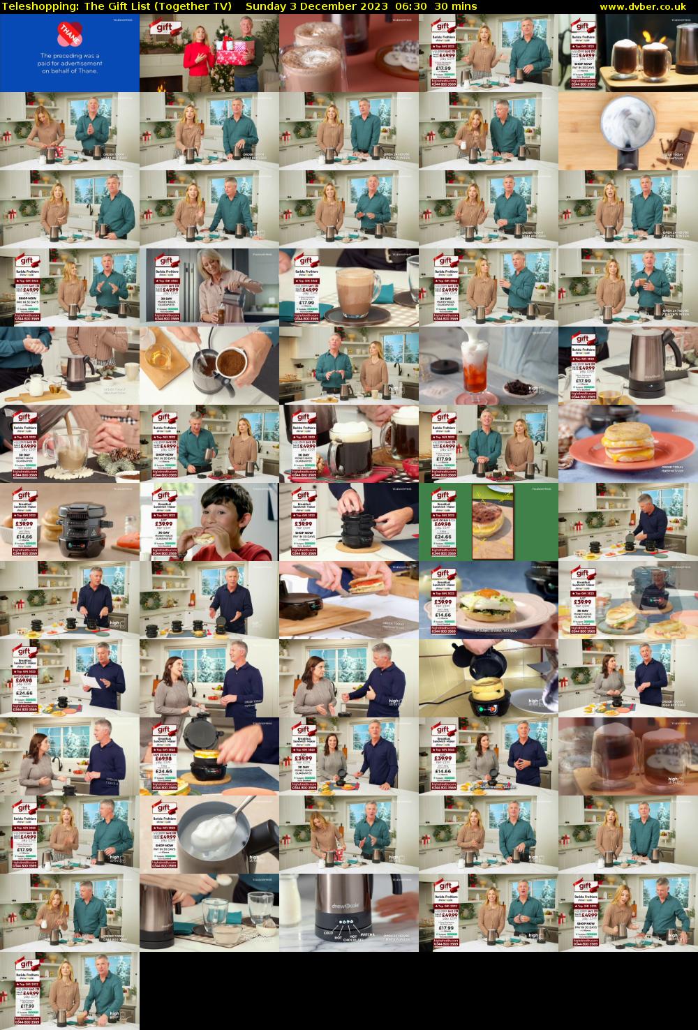 Teleshopping: The Gift List (Together TV) Sunday 3 December 2023 06:30 - 07:00
