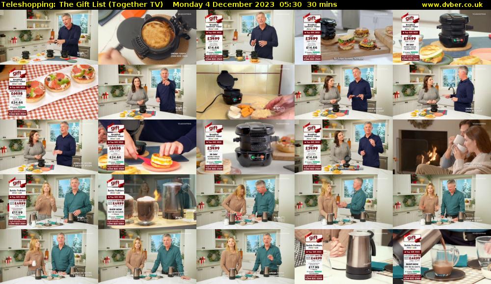 Teleshopping: The Gift List (Together TV) Monday 4 December 2023 05:30 - 06:00