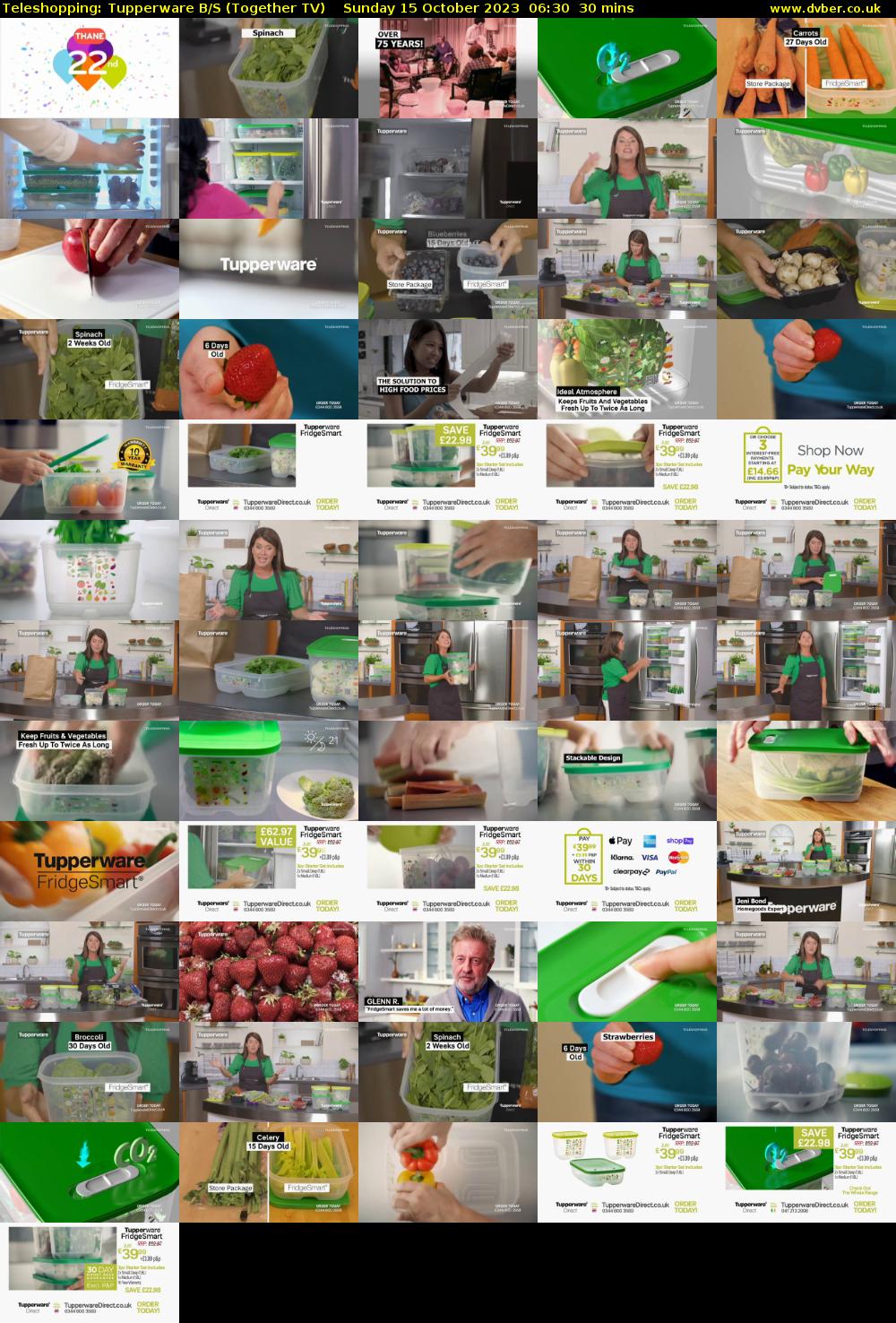 Teleshopping: Tupperware B/S (Together TV) Sunday 15 October 2023 06:30 - 07:00