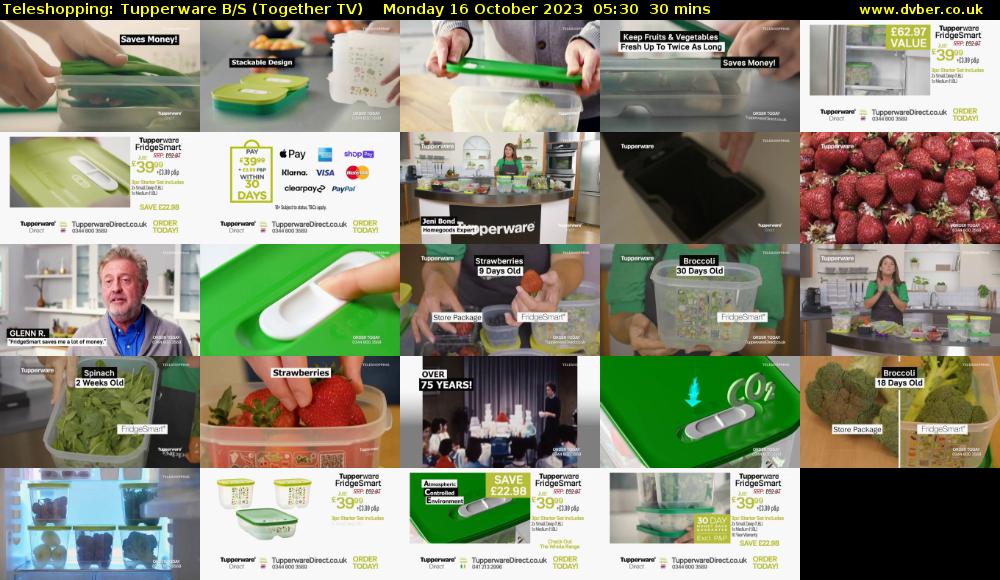 Teleshopping: Tupperware B/S (Together TV) Monday 16 October 2023 05:30 - 06:00