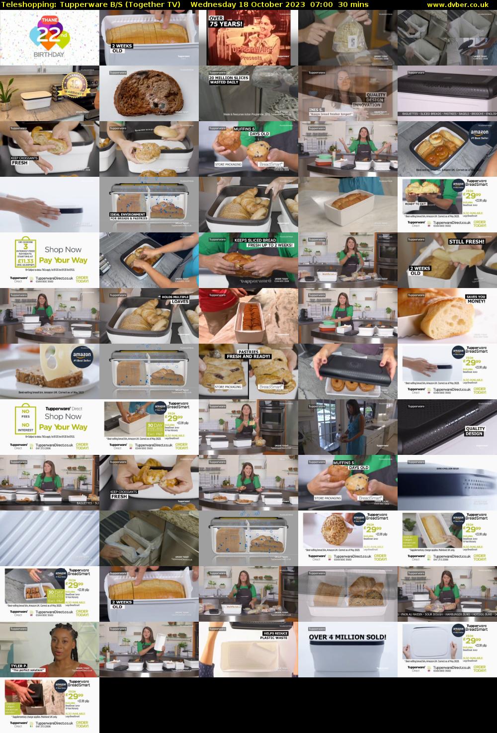 Teleshopping: Tupperware B/S (Together TV) Wednesday 18 October 2023 07:00 - 07:30