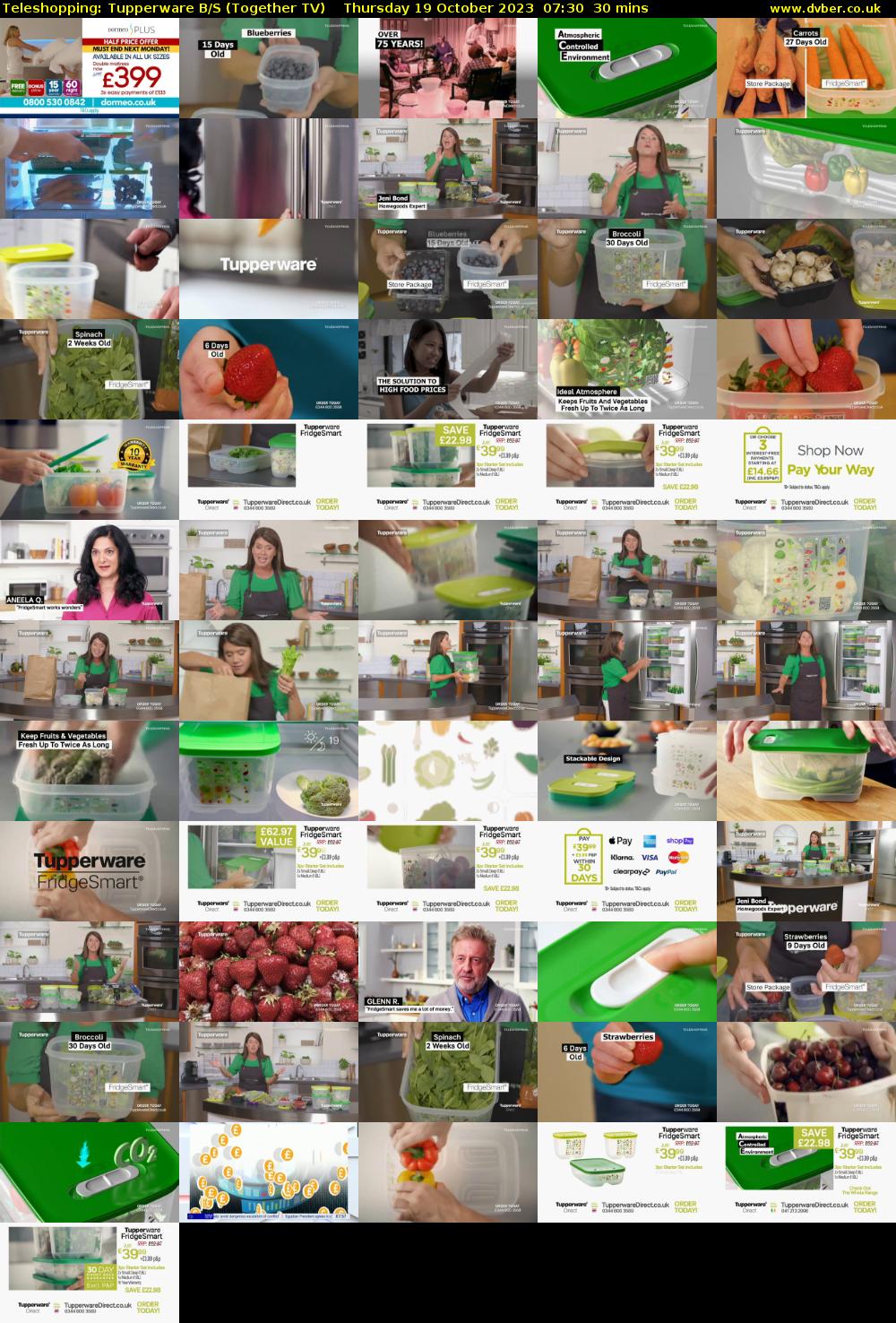 Teleshopping: Tupperware B/S (Together TV) Thursday 19 October 2023 07:30 - 08:00