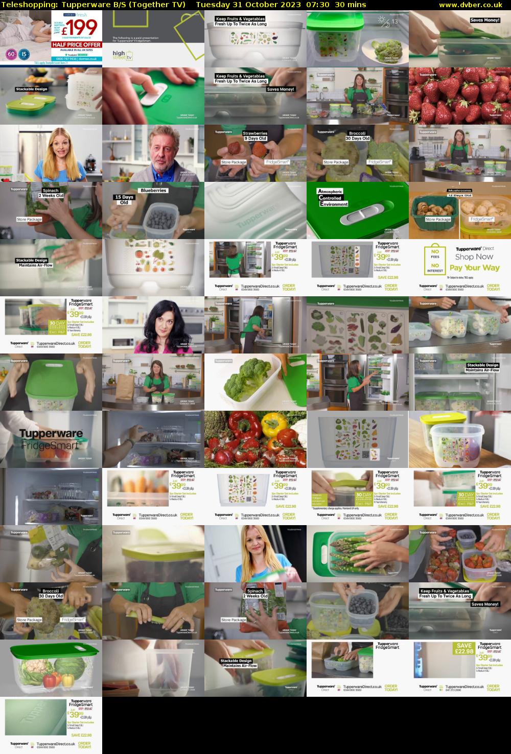 Teleshopping: Tupperware B/S (Together TV) Tuesday 31 October 2023 07:30 - 08:00
