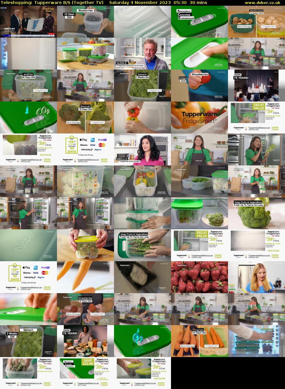 Teleshopping: Tupperware B/S (Together TV) Saturday 4 November 2023 05:30 - 06:00