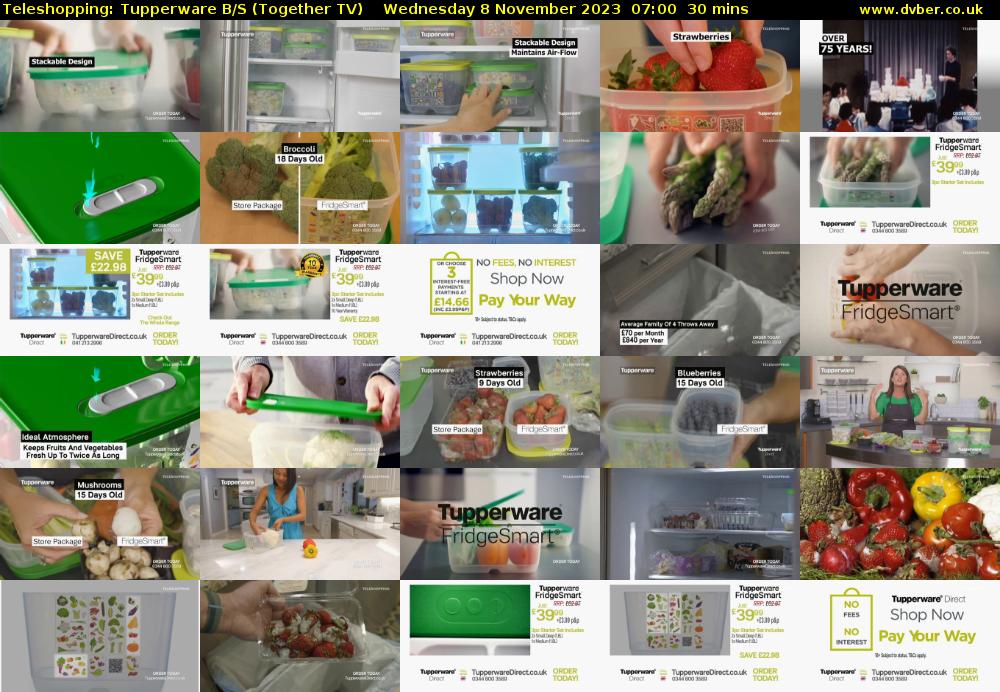 Teleshopping: Tupperware B/S (Together TV) Wednesday 8 November 2023 07:00 - 07:30