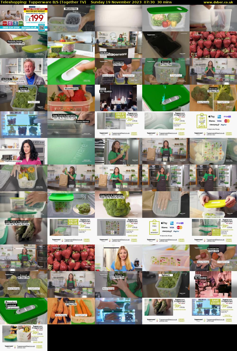 Teleshopping: Tupperware B/S (Together TV) Sunday 19 November 2023 07:30 - 08:00