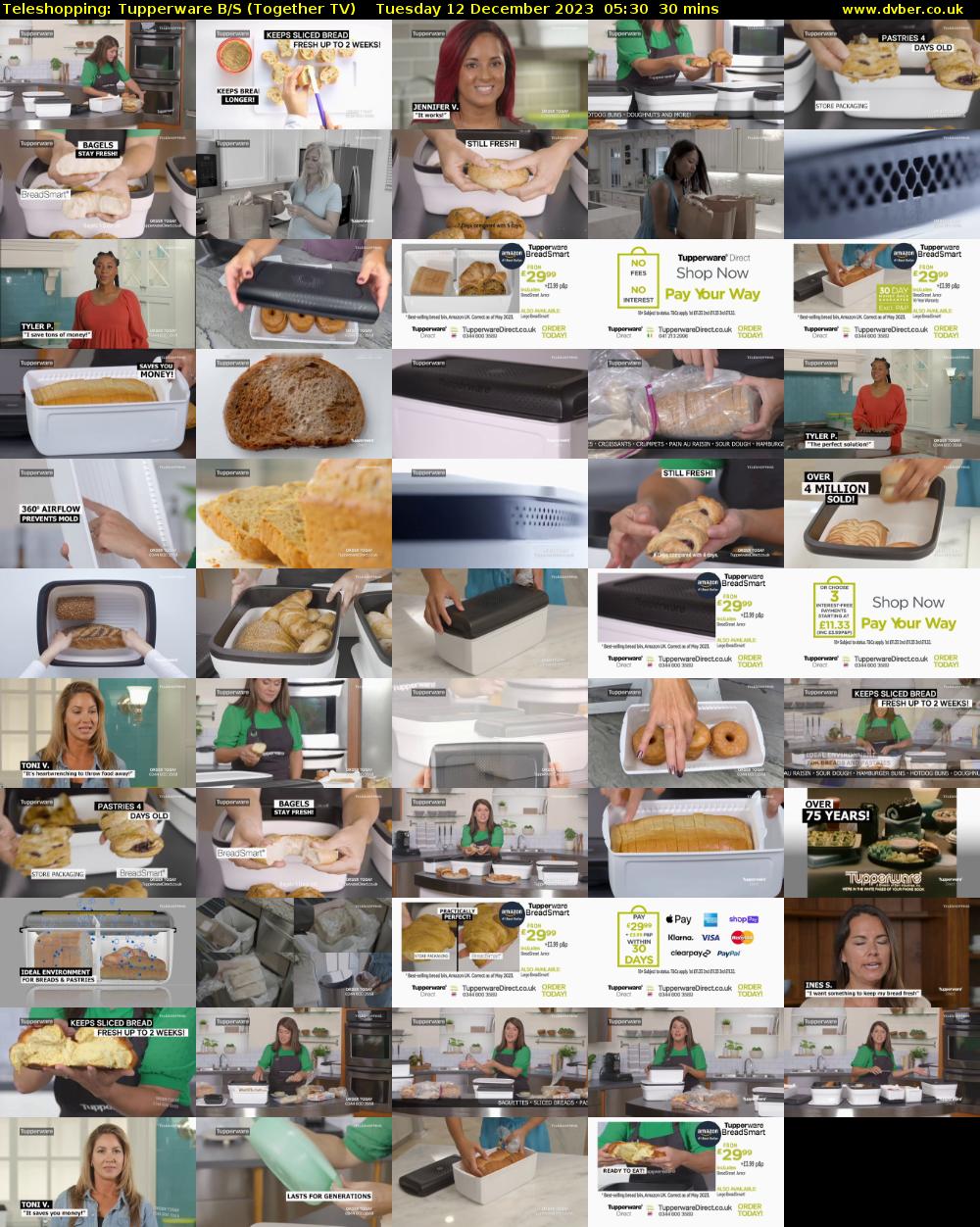 Teleshopping: Tupperware B/S (Together TV) Tuesday 12 December 2023 05:30 - 06:00
