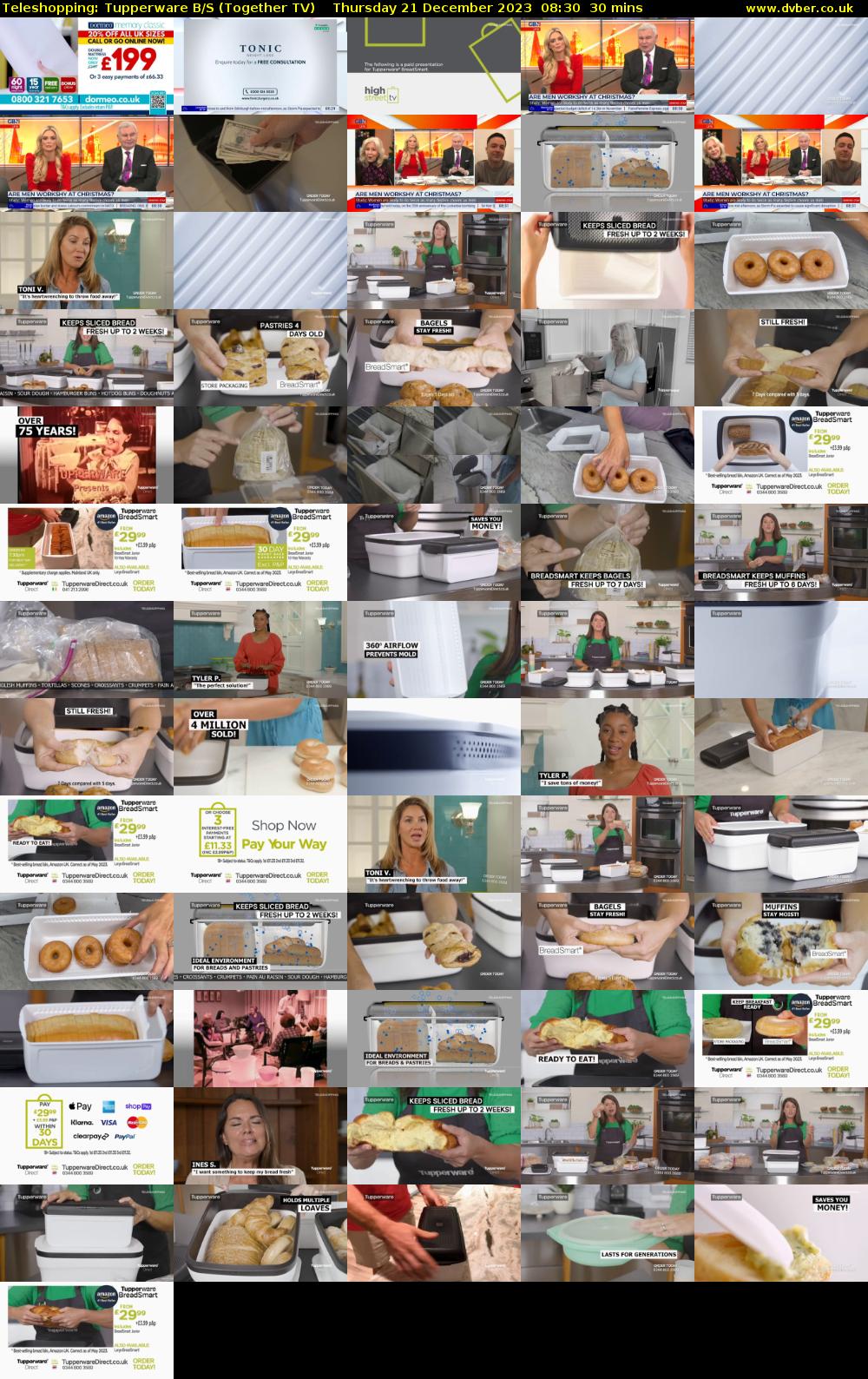 Teleshopping: Tupperware B/S (Together TV) Thursday 21 December 2023 08:30 - 09:00