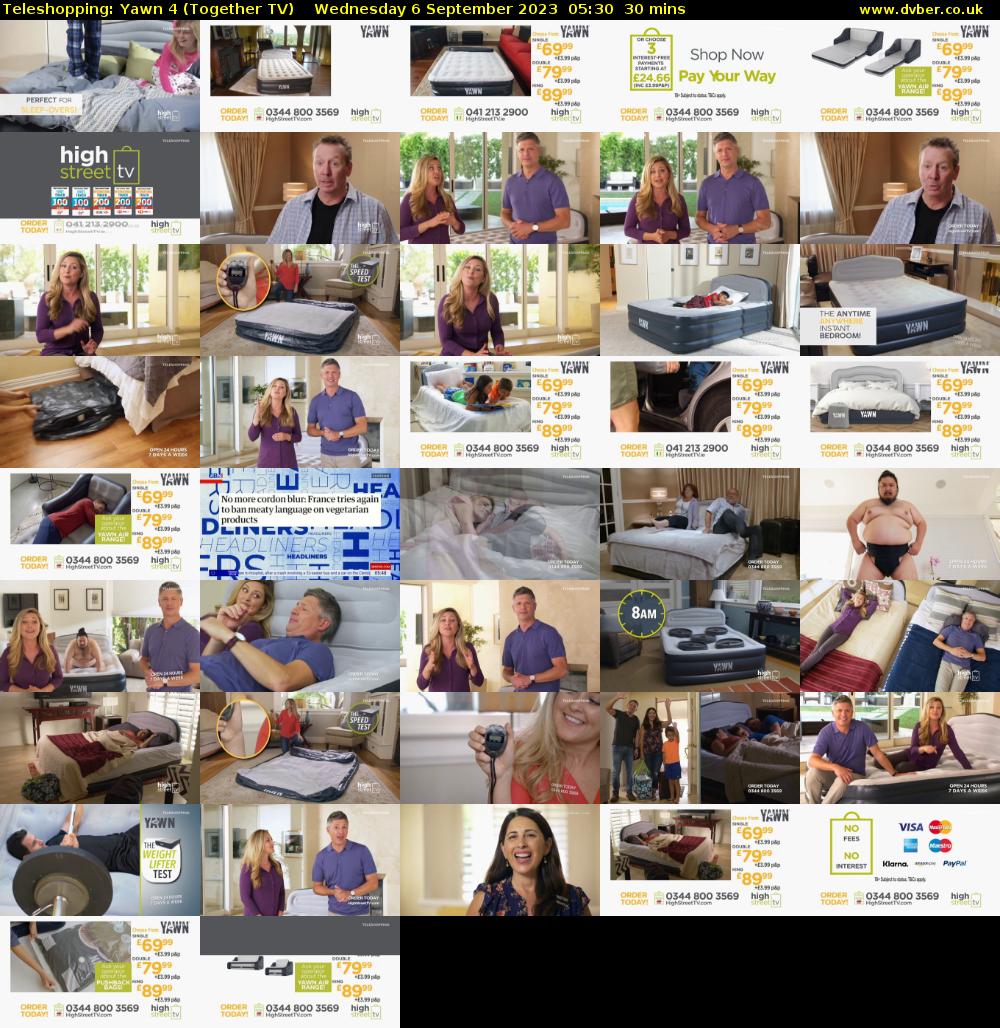 Teleshopping: Yawn 4 (Together TV) Wednesday 6 September 2023 05:30 - 06:00