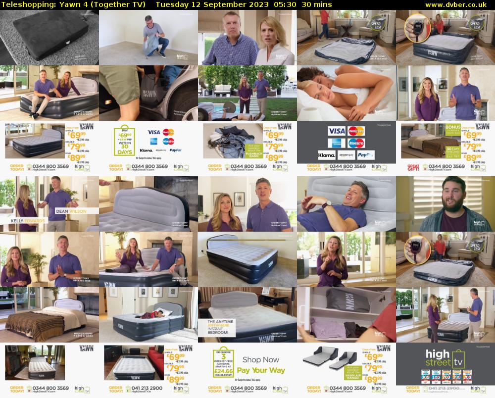 Teleshopping: Yawn 4 (Together TV) Tuesday 12 September 2023 05:30 - 06:00