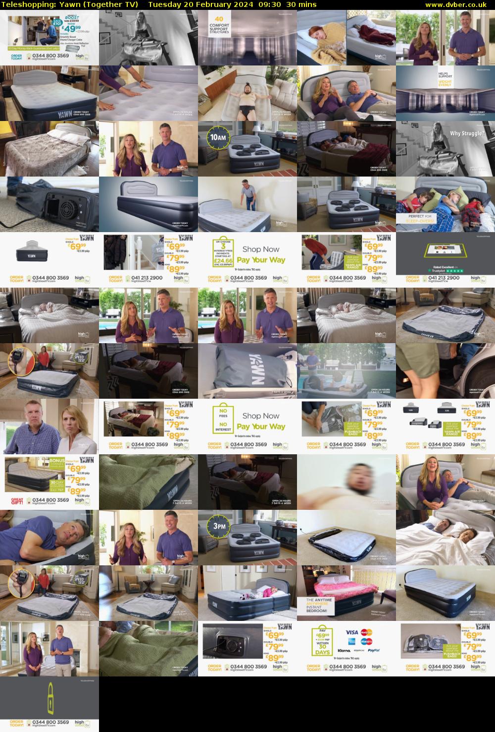 Teleshopping: Yawn (Together TV) Tuesday 20 February 2024 09:30 - 10:00