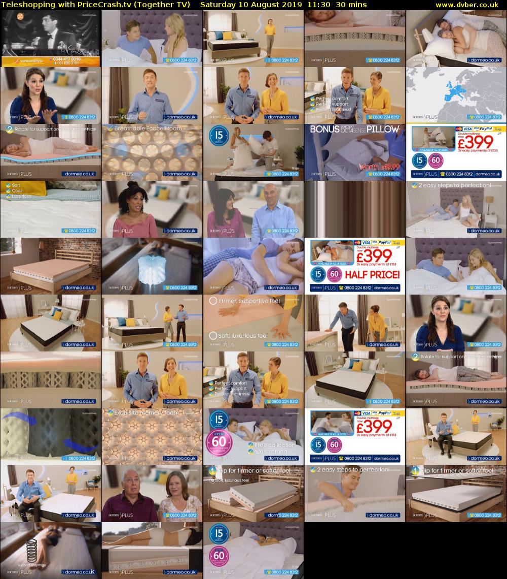 Teleshopping with PriceCrash.tv (Together TV) Saturday 10 August 2019 11:30 - 12:00